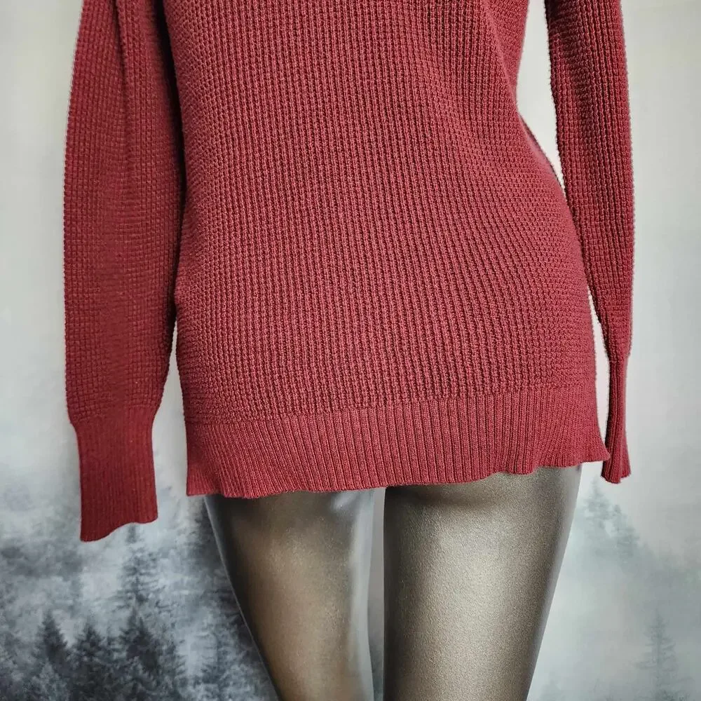 J. Crew Red Knit Turtleneck Ribbed Pullover Sweater | Women's Small